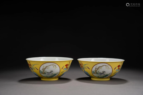 Pair of Yellow-Ground Bowls