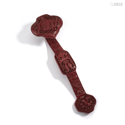 Carved Cinnabar Lacquer Ruyi Sceptre