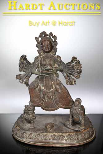 LARGE STANDING DURGA SLAYING THE DEMON