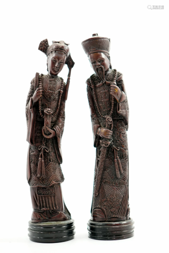 A pair of Asian sculptures Highly detailed casting work