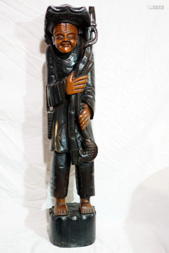 Chinese wood sculpture Artist carving, large and