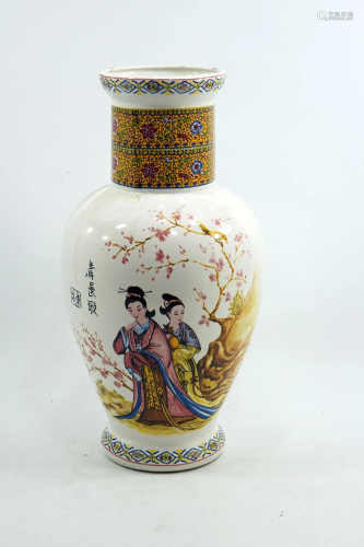 Japanese ceramic jug, hand-painted, signed,