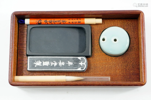 Sixties Japanese ink cartridge set made of wood size 14