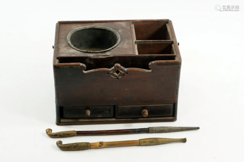 Japanese set for opium smoking made of rosewood wood