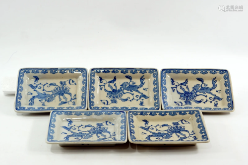 Set of 5 Japanese handmade serving plates size 16.5 -