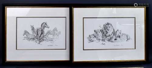 A pair of David Shepherd limited edition prints, depicting g...