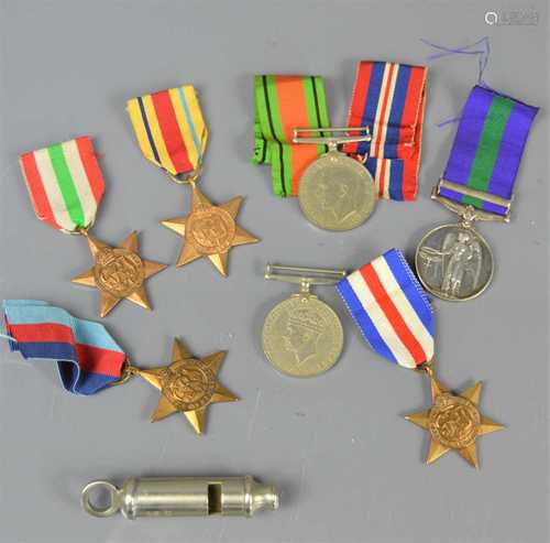 A group of WWII medals to include a 1945-1948 Palestine meda...