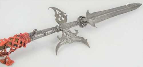 A 17th century halberd circa 1600, with pontisan head, blade...