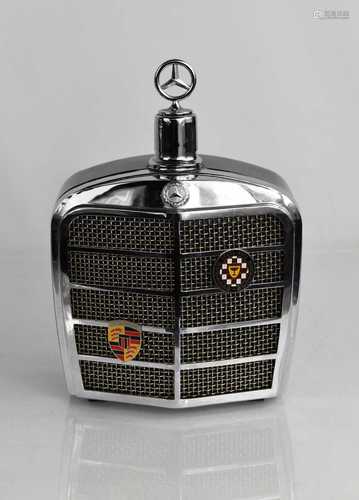 A novelty Mercedes musical grill decanter.