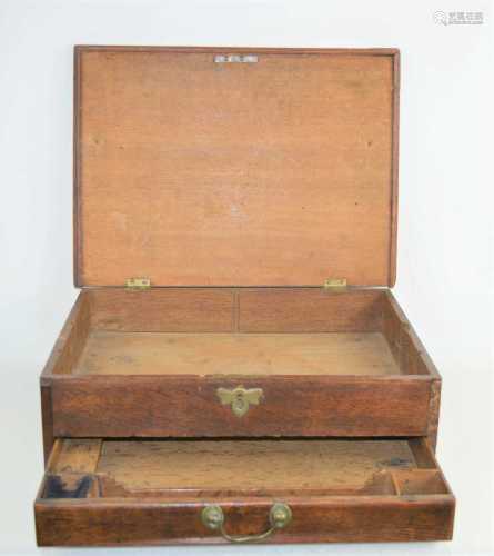 An Edwardian oak camapign box with brass handles and single ...