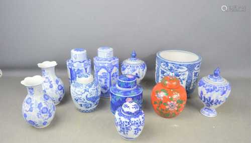 A group of Chinese ceramics to include ginger jars, jardinie...