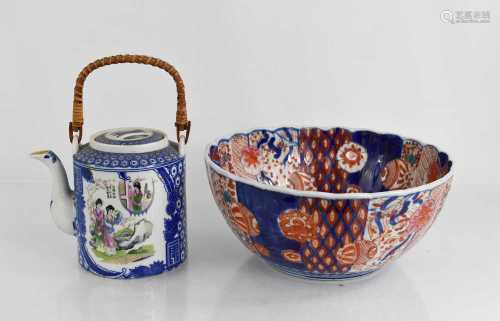 A Chinese Imari bowl, 25cm diameter, together with a Japanes...
