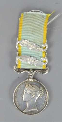 A Crimea war medal with two clasps, unamed, 1854, W.Wyon.RA