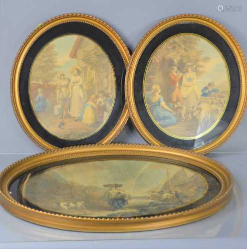 Three Victorian style oval pictures