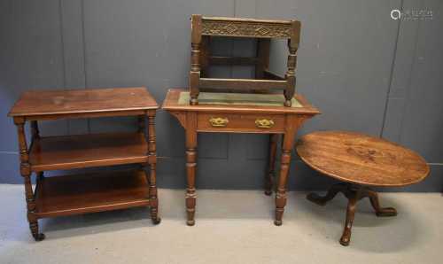 A group of furniture to include an 18th century oak seat, a ...