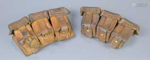 A pair of German Kar 98 ammo pouches, one marked RBN