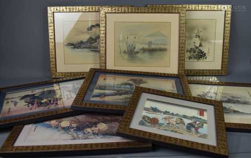 A group of Japanese pictures and prints.