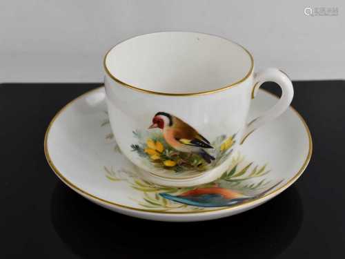 A Royal Worcester tea cup and saucer, by Powell, the cup pai...