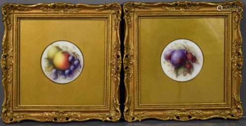 A pair of Royal Worcester porcelain plaques, by R. Seabright...