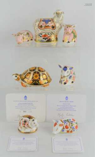 A group of Royal Crown Derby paperweights, comprising Madaga...