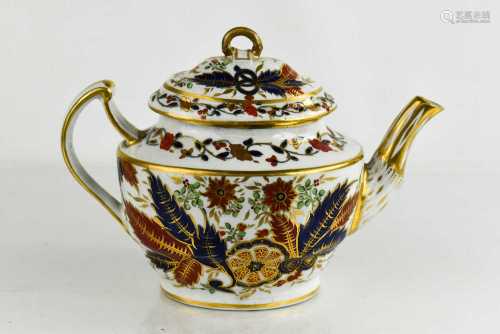 An early Chamberlain Worcester tea pot, with red/blue and sc...