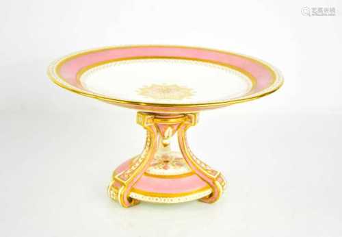 A 19th century Minton porcelain comport, with a pink ground,...