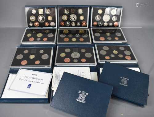 Eleven sets of United Kingdom by Royal Mint coins, dating fr...