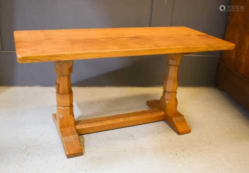 A Wilf Hutchinson 'Squirrelman' oak coffee table with adzed ...