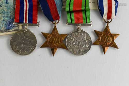A WWII medal group including Campaign stars, Defence medal a...