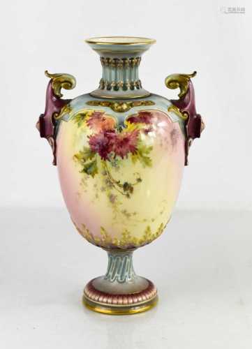 A Royal Worcester pedesal vase, decorated with flowers, with...