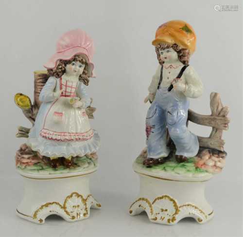 Two large capodimonte porcelain figures, band girl with flow...