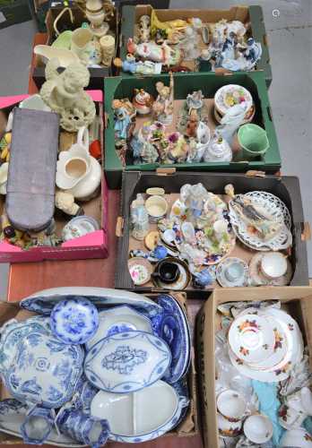 A large quantity of ceramics to include Victorian blue and w...