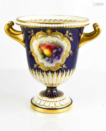 A Royal Worcester campana pedestal vase, painted by R Seabri...