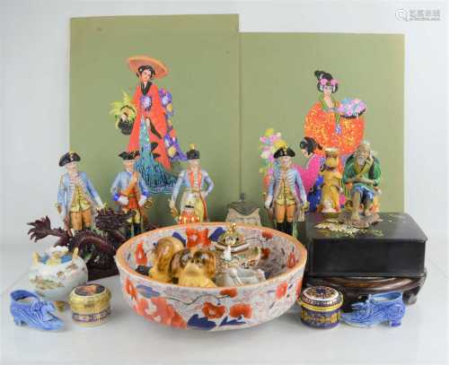 A group of collectible items to include a Chinese lacquered ...