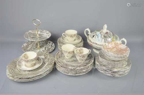 A part harlequin dinner service comprising Myott soup tureen...