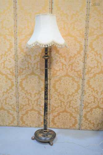 A standard lamp decorated in black lacquer and chinoiserie s...