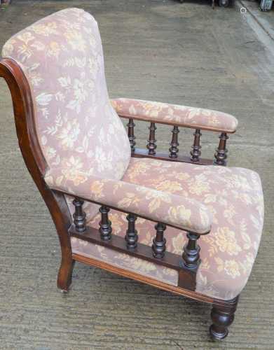 A pale pink ground upholstered Victorian nursing chair