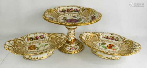 A Victorian Davenport comport 20cm high, and two footed dish...