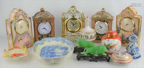 A quantity of clocks and ceramics to include ginger jar, Def...