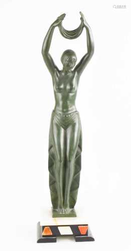 Fayral, an Art Deco bronze figure of a woman, raised on an a...