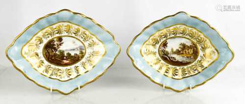 A pair of early 19th century Crown Derby lozenge shaped dish...