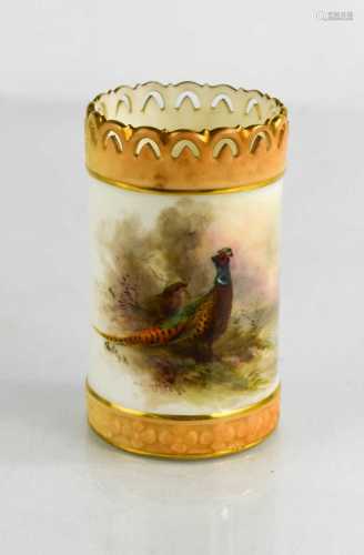 A Royal Worcester vase, painted with pheasants in a landscap...