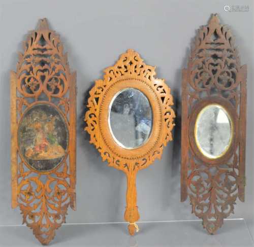 Two 19th century Chinese panels off a dressing table mirror,...