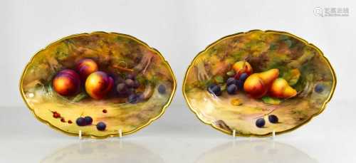 A fine pair of Royal Worcester oval bowls, by Horice Price, ...