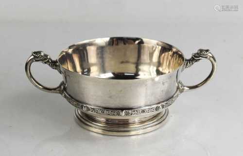 An Edwardian silver twin handled dish stamped Asprey, London...