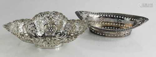 A Victorian hallmarked silver decorative pierced oval dish, ...