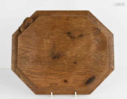 Robert Thompson 'Mouseman' oak octagonal bread board, with c...