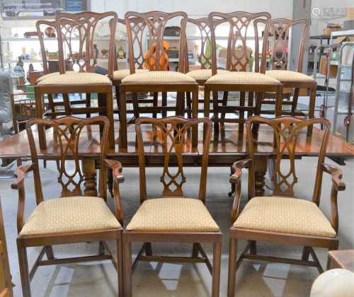 A set of ten 19th entury mahogany Chippendale style chairs, ...