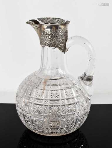A 19th century silver and glass claret jug, with star hobnai...