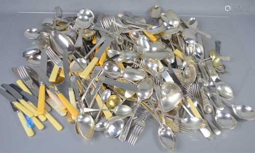 A quantity of silver plated cutlery to include some bone han...